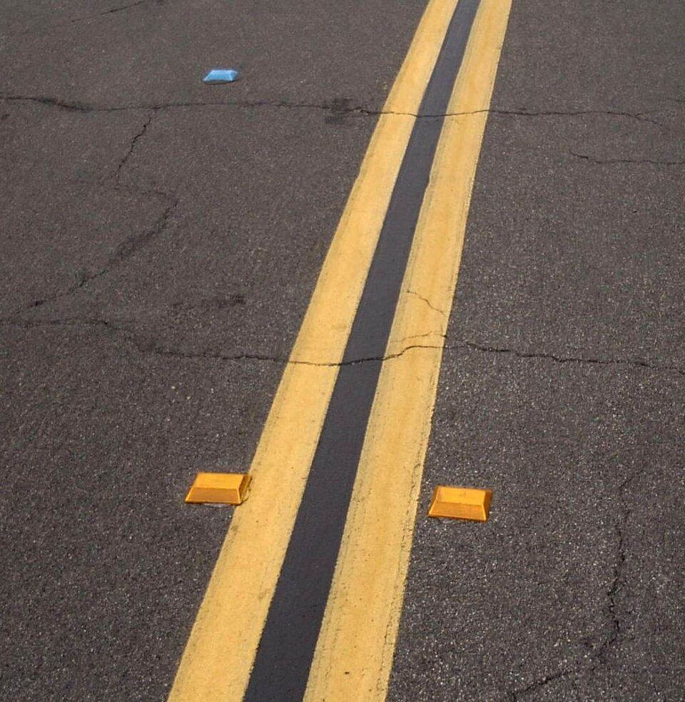 Illustrative photograph of raised road reflectors