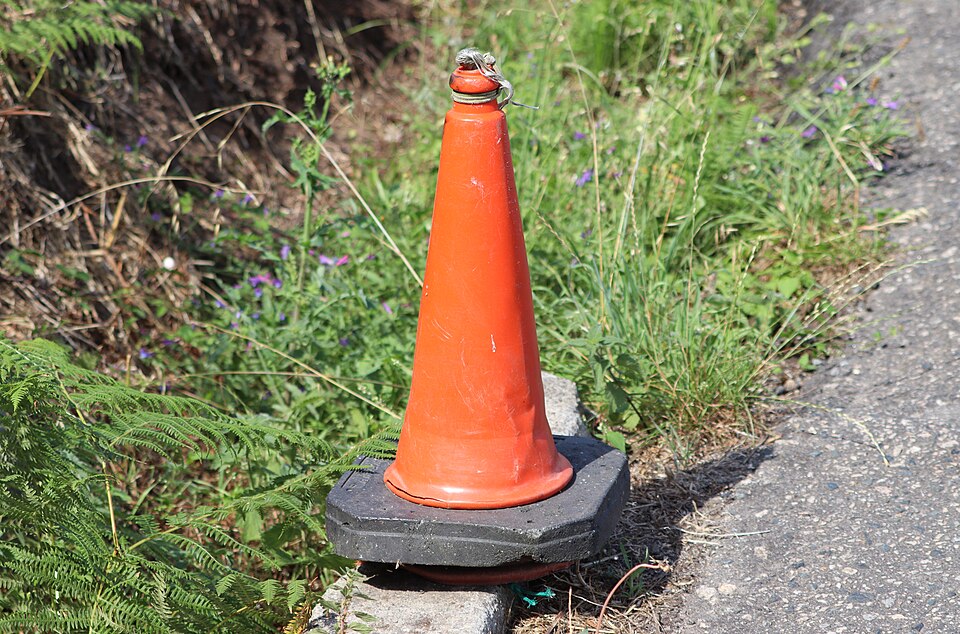 Illustrative photograph of an orange traffic cone